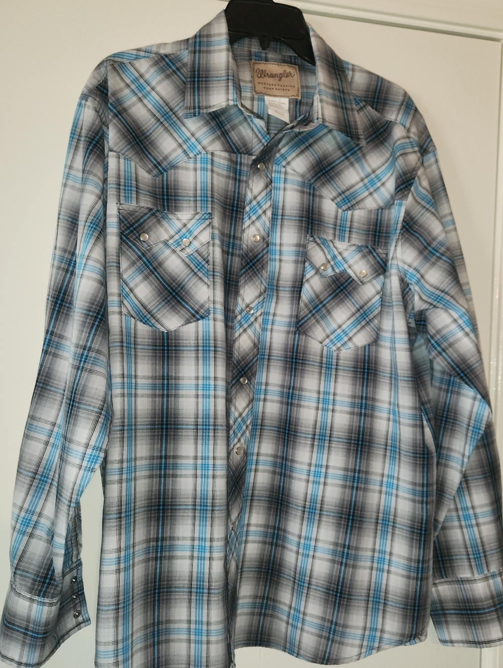 Vintage Wrangler 🤠 Pearl Snap Western Shirt Long Sleeve Men's Size XL EUC $38